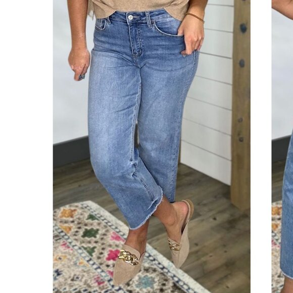 Vervet-High Rise Wide Leg Crop Comfort Stretch Denim - Picture 3 of 5